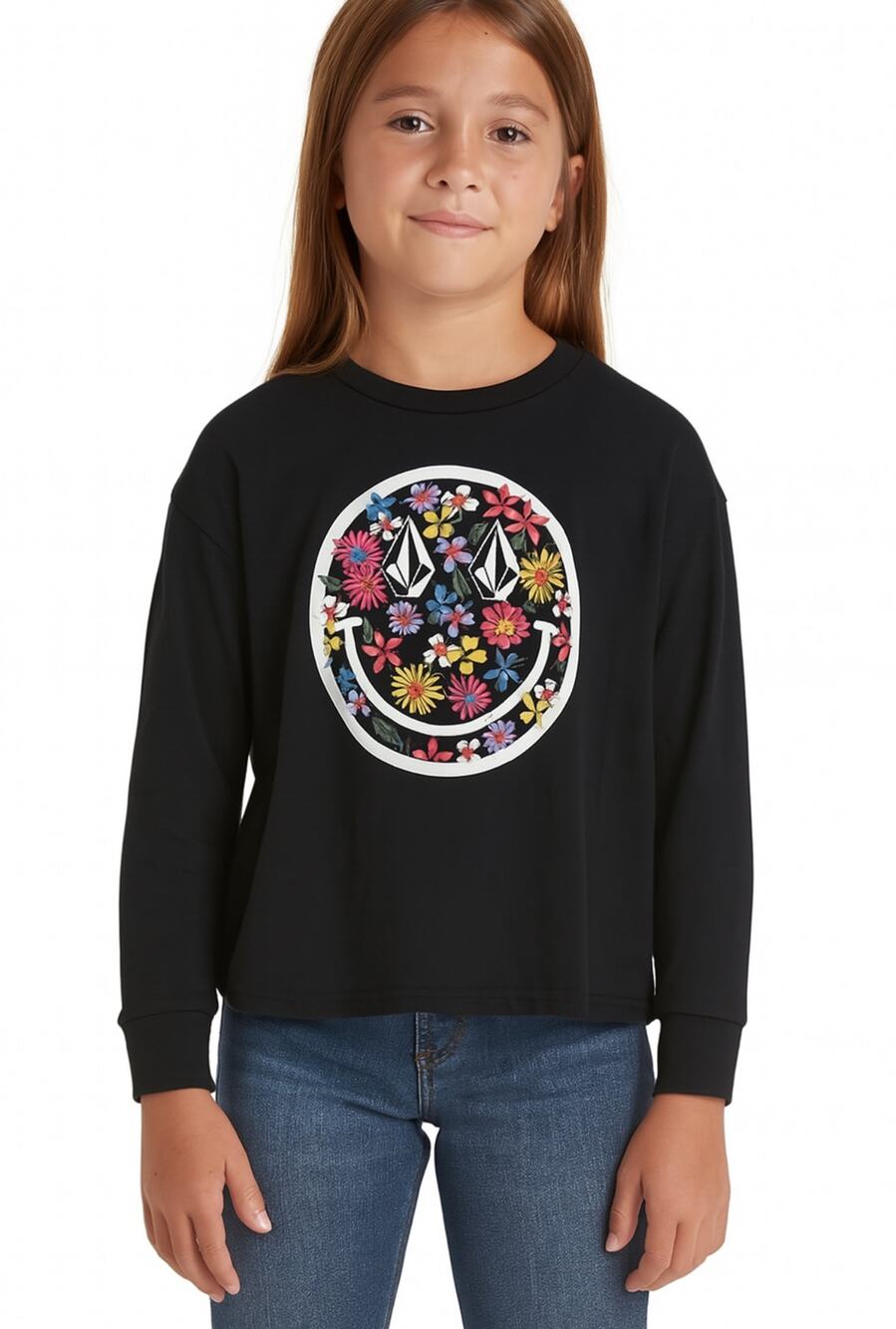 Volcom T Shirt Werkin Doubles LS Tee Kids XS 5/6 Black Logo Long Sleeve NWT